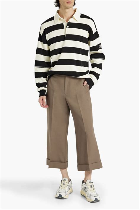 gucci striped v neck sweater|GUCCI Convertible striped cotton polo sweater .